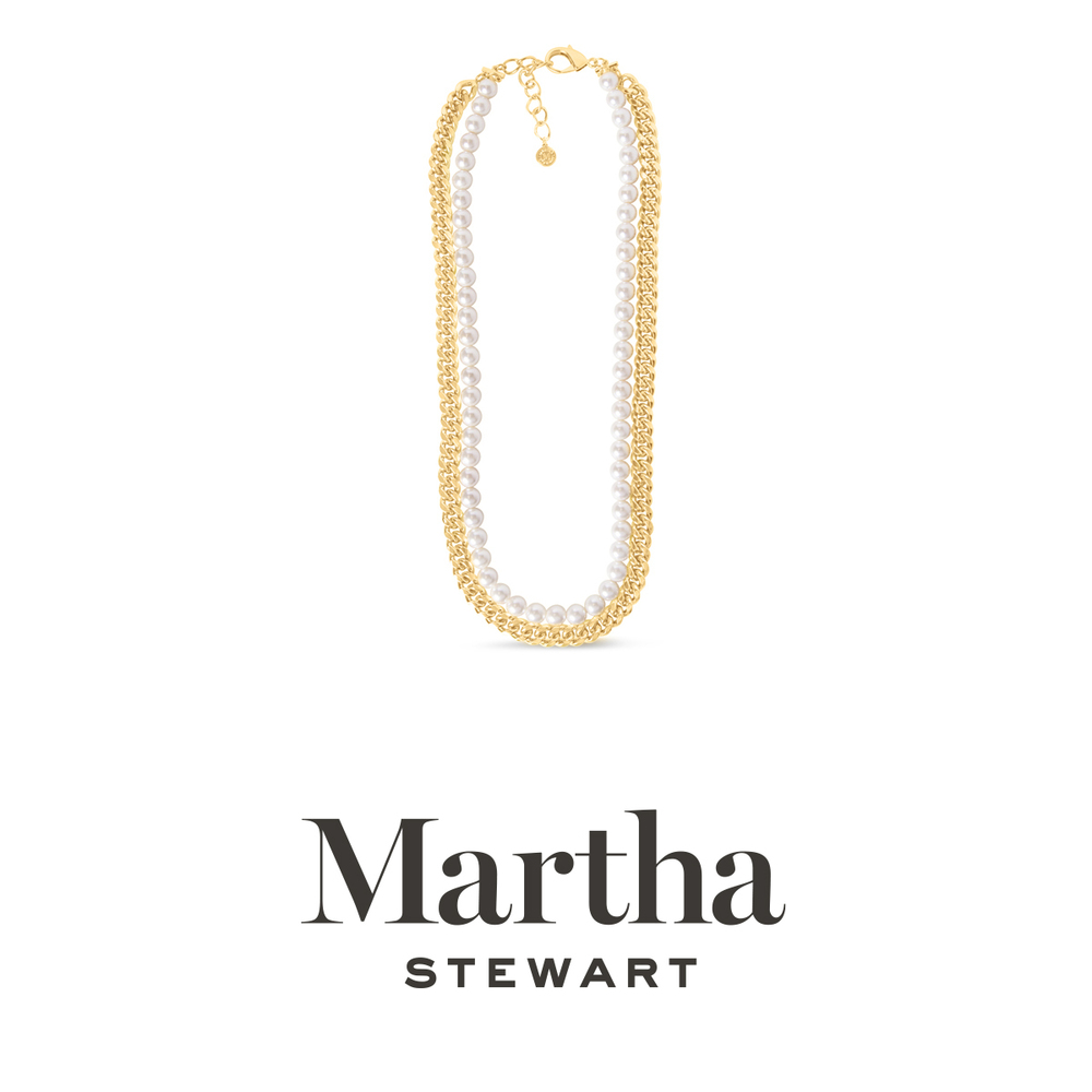 Martha Stewart Pearl and Curb Chain Necklace In Gold, 24 Inches For Women